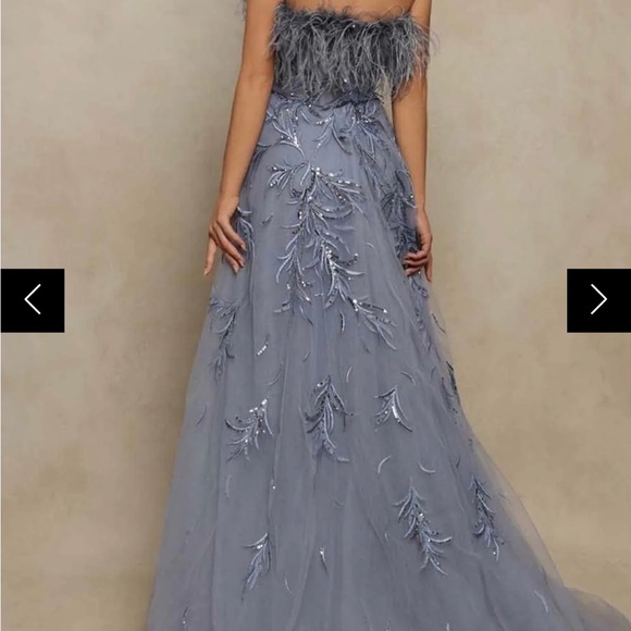 Tarik Ediz - 98070 Feather Detailed Long Gown. Size 6 fits size 4 perfectly - Picture 2 of 4